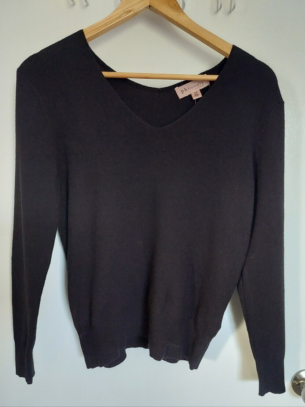 Philosophy Black V-Neck Knit Sweater